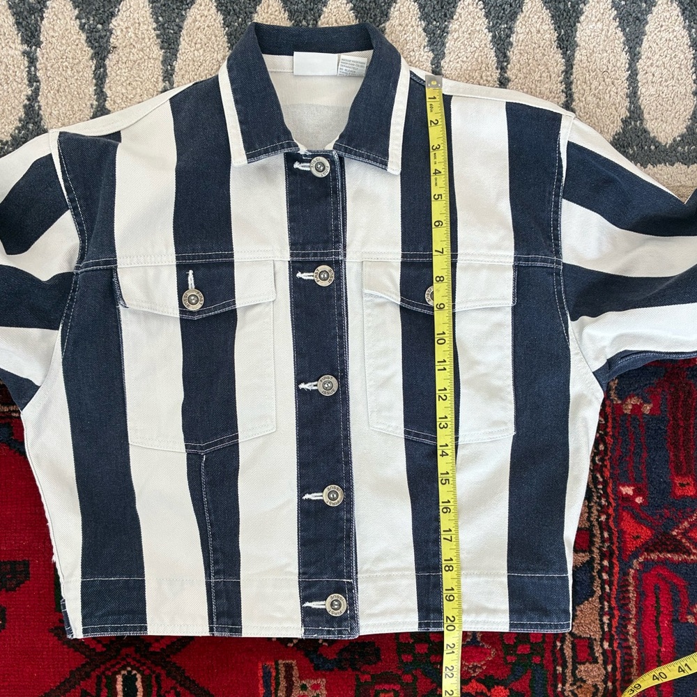 Vintage 80s First Issue Vertical Stripe Denim Jacket - Picture 7 of 10
